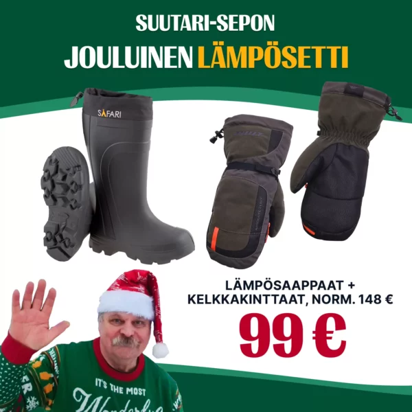 Jouluinen lämpösetti: lämpösaappaat + kelkkakinttaat